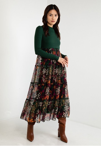 Desigual green Long Tulle Floral Printed Dress 7365CAA81D3130GS_1