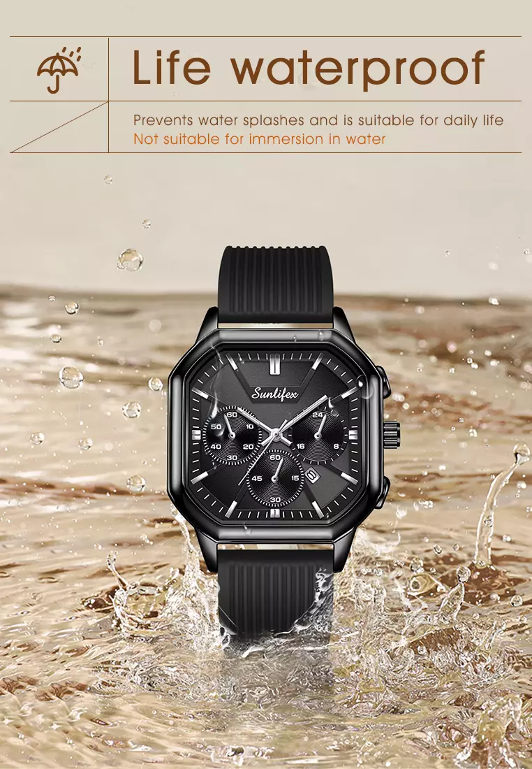 Jam Tangan Wanita Korea Elegan Tanggal Tali Silikon Kuarsa Jam Tangan Cewek Original B004 black