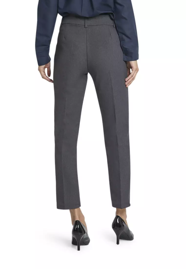 Fitzgerald Celana Kerja Motif Solid Trousers Bawahan Wanita Formal - Abu Tua