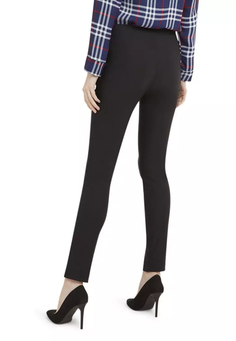 Skinny Pants Celana Panjang Polos Rubbery Waist Bawahan Wanita - Black