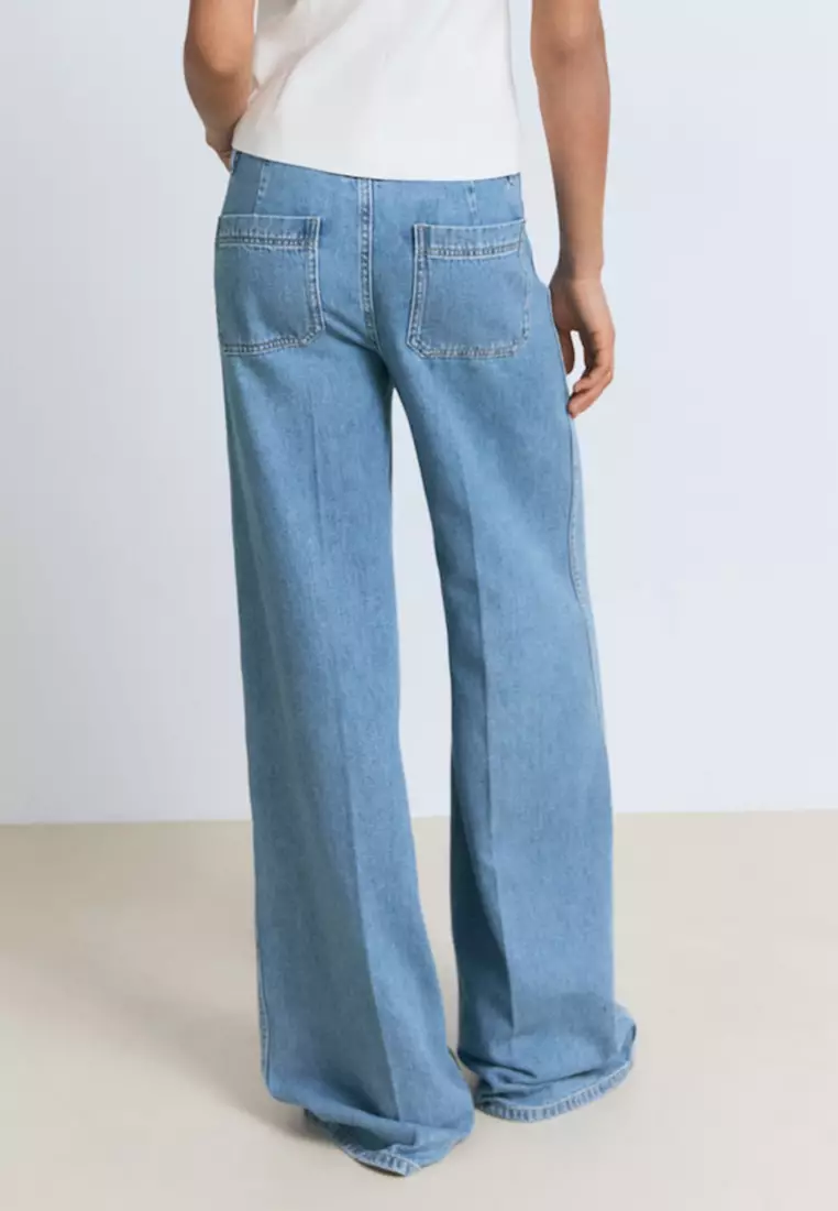 High-Rise Wide Leg Jeans With Pockets