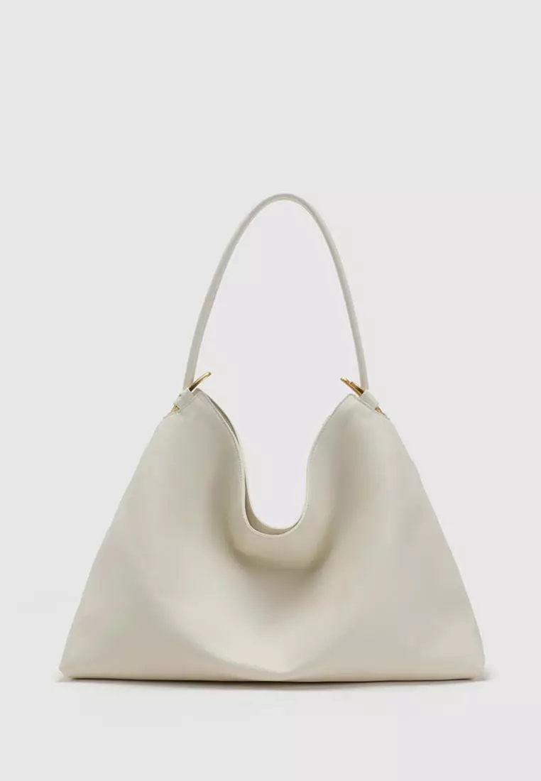 Slouchy Open Top Chain Shoulder Bag Artificial Leather