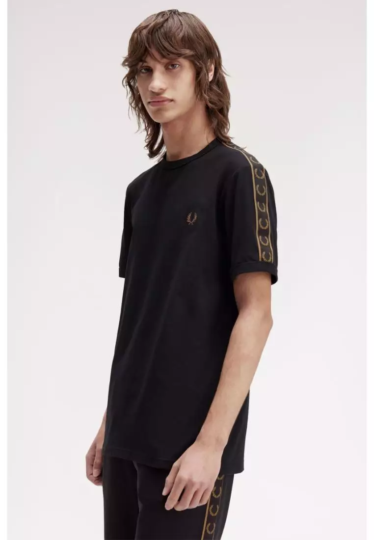 Fred Perry M4613 Contrast Tape Ringer T-Shirt (Black / Shaded Stone)
