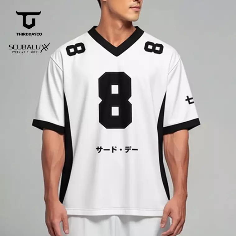 THIRDDAY Kaos Oversize Football Gym "hitam putih" MTY32