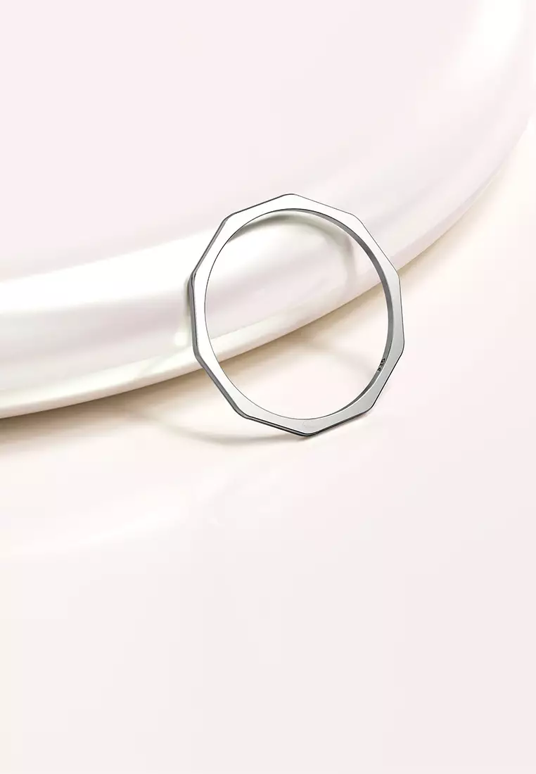 Solid 925 Sterling Silver Geometric Stacking Ring