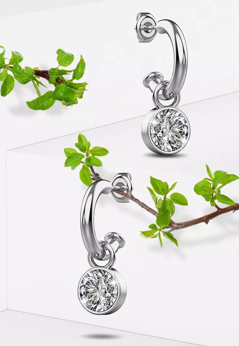 Colette Earrings Embellished with SWAROVSKI® crystals - White Gold/Clear