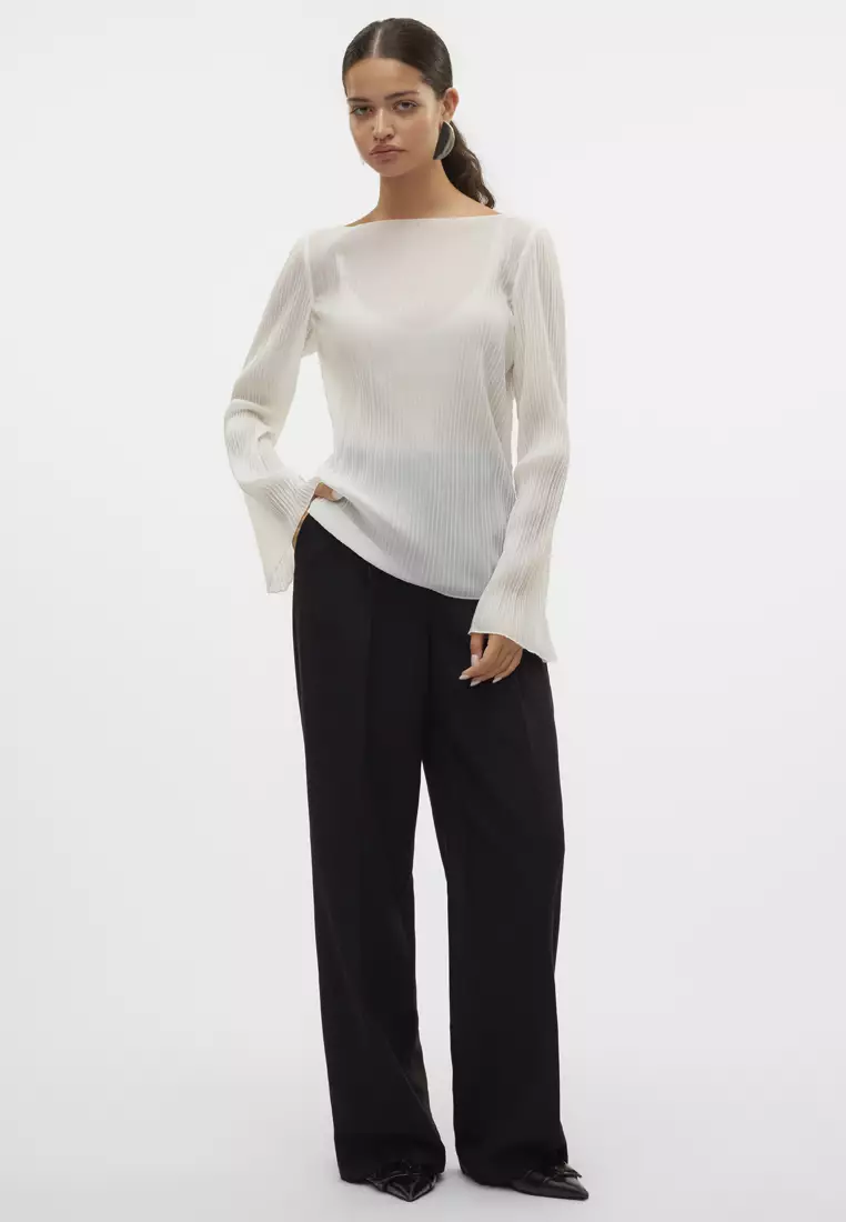 Natalle Long Sleeve Boat Neck Top