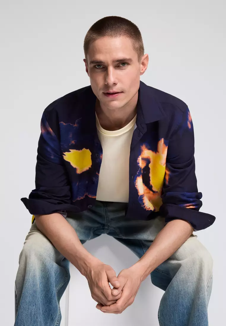 Long-Sleeve Shirt with Large Floral Print