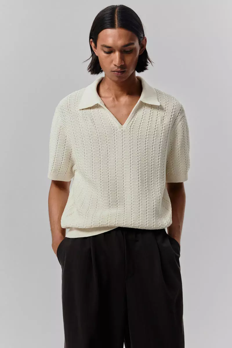 Regular Fit Textured-knit polo shirt