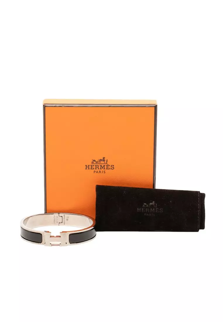Pre-Loved Hermès Narrow Enamel Clic H Bracelet Pm