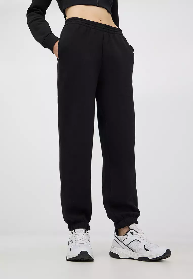 Tracksuit Bottoms Womens Black Oversized Joggers Gym Bottoms