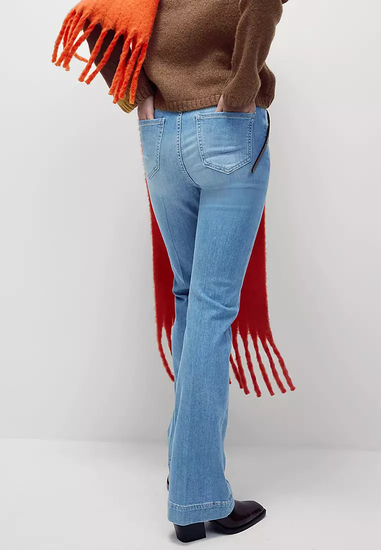 High Waisted Crease Front Slim Flare Jeans