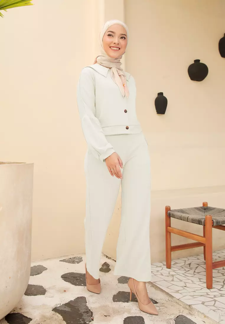 Daneen Waffle Oneset | Setelan Wanita Simple - Coconut Milk