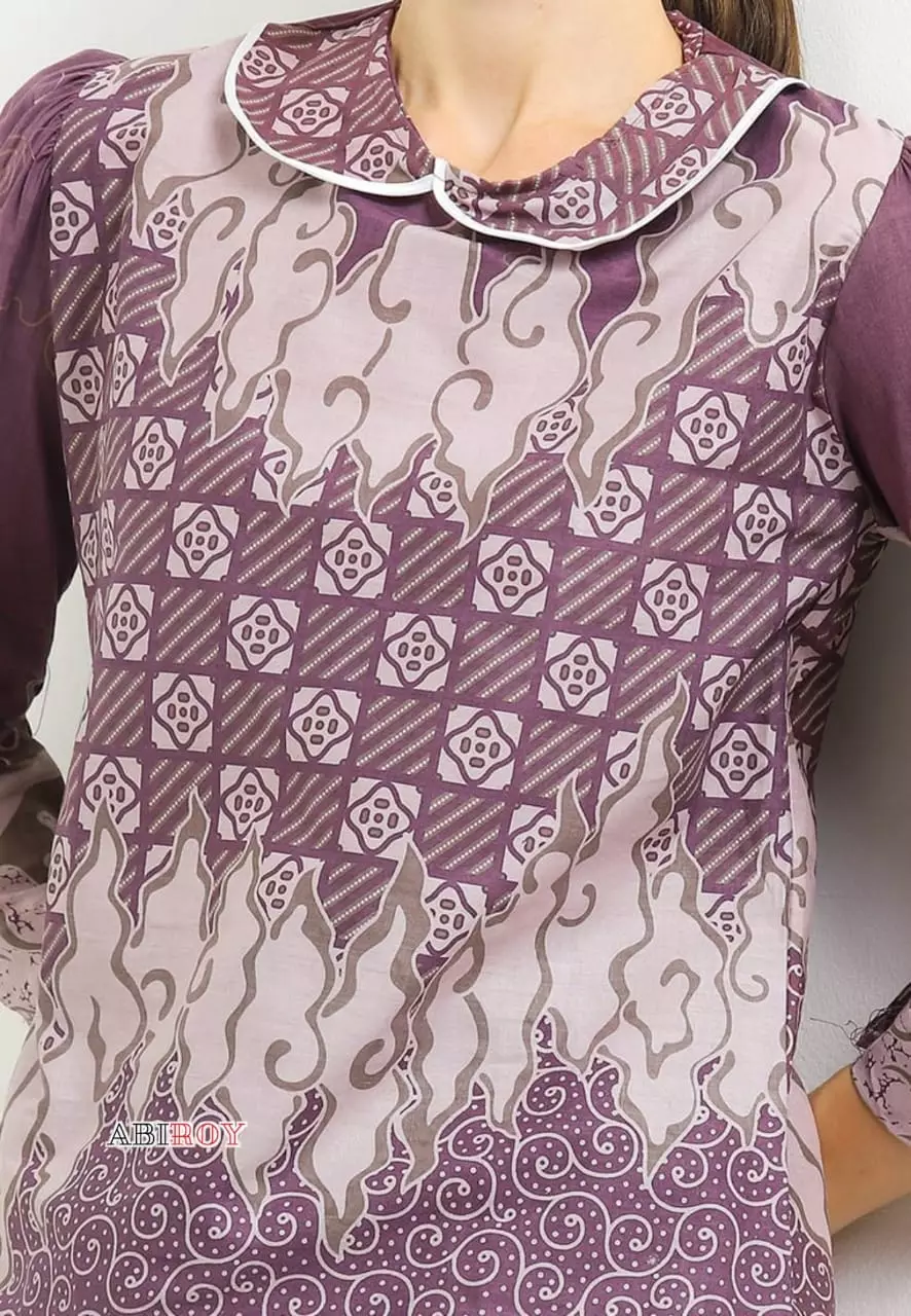 Blouse Batik Megadhirya Ungu Premium Slimfit Elegant NLN