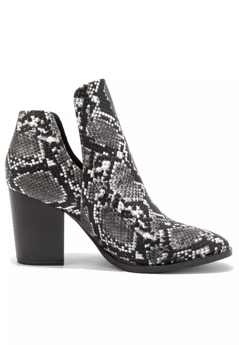 White snakeskin ankle boots on sale