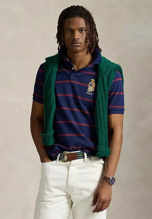 Custom Slim Fit Bear Mesh Polo Shirt
