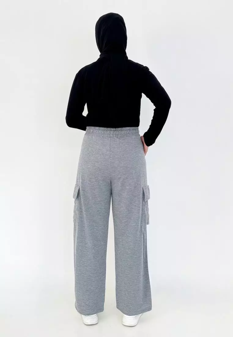 Naya Sweatpants (Celana babyterry Cargo) Abu - Abu
