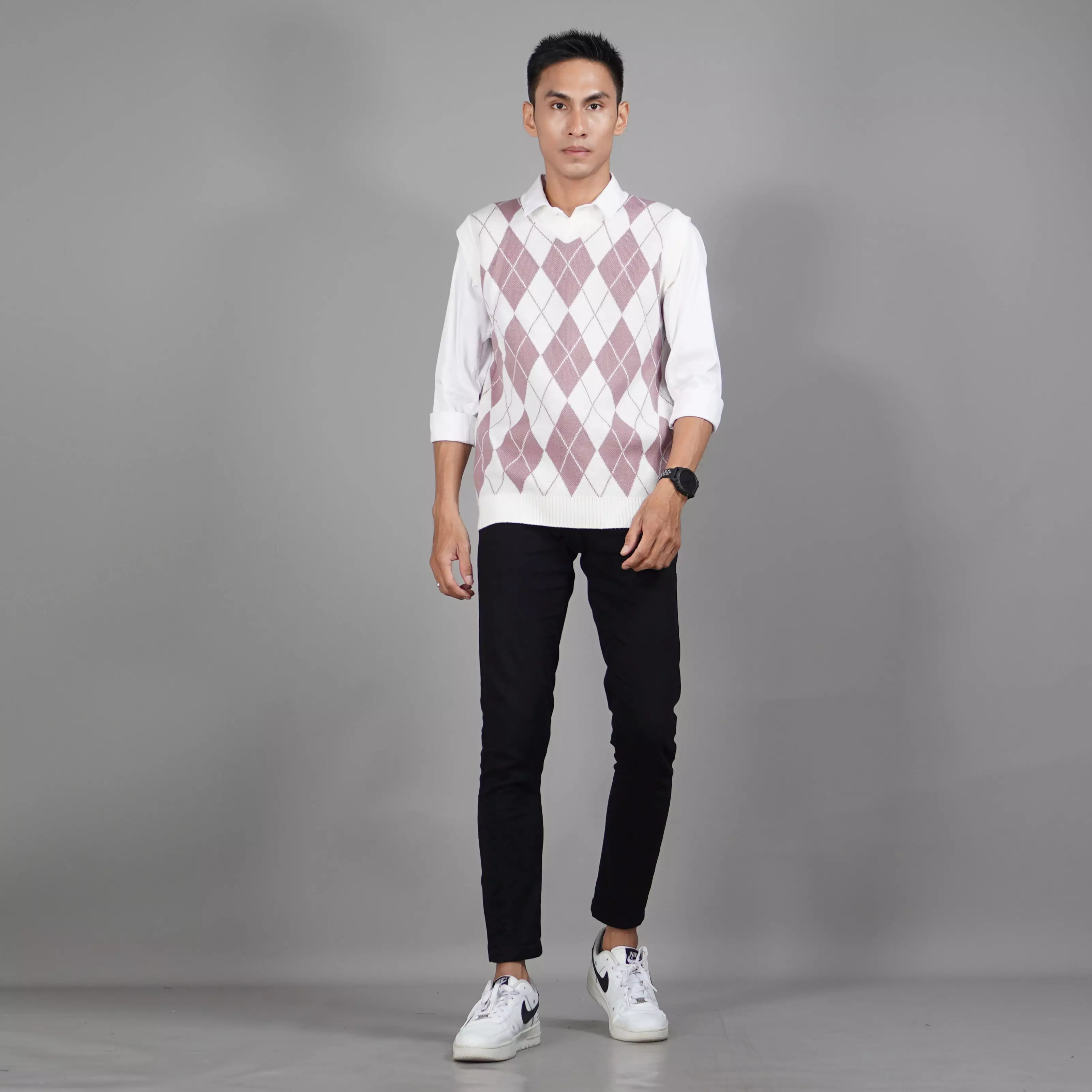  Rompi Rajut Motif Kotak Rompi Rajut Pria Gaya Korea - NILA