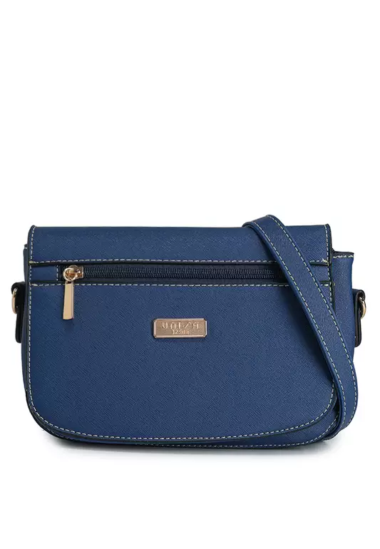 Saffiano Sling Bag With Front Zip