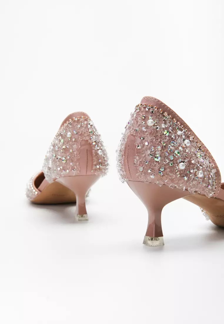 4.5CM Rhinestone Pointy Hollow Pumps XJ3128-6