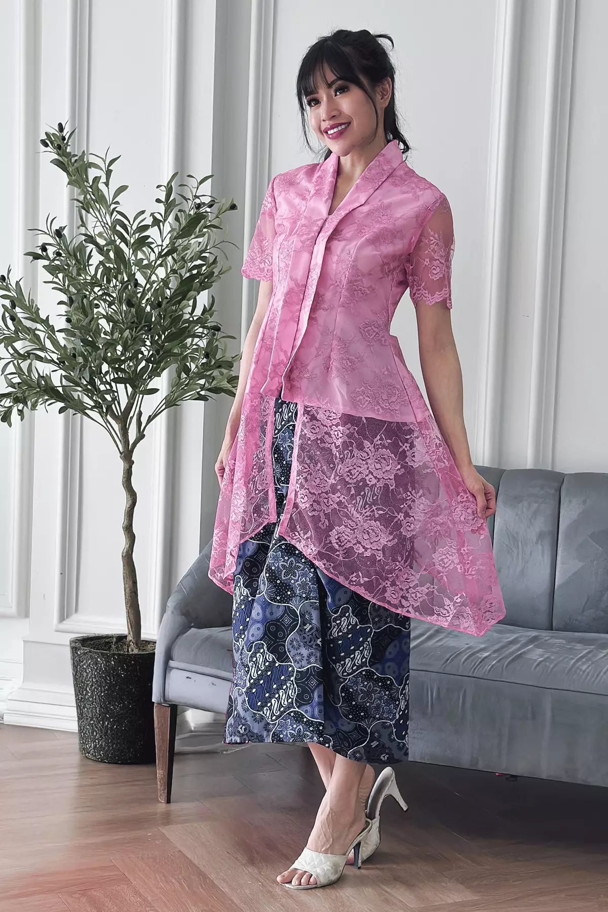Astadewi Dusty Pink Kebaya Panjang Asymetris