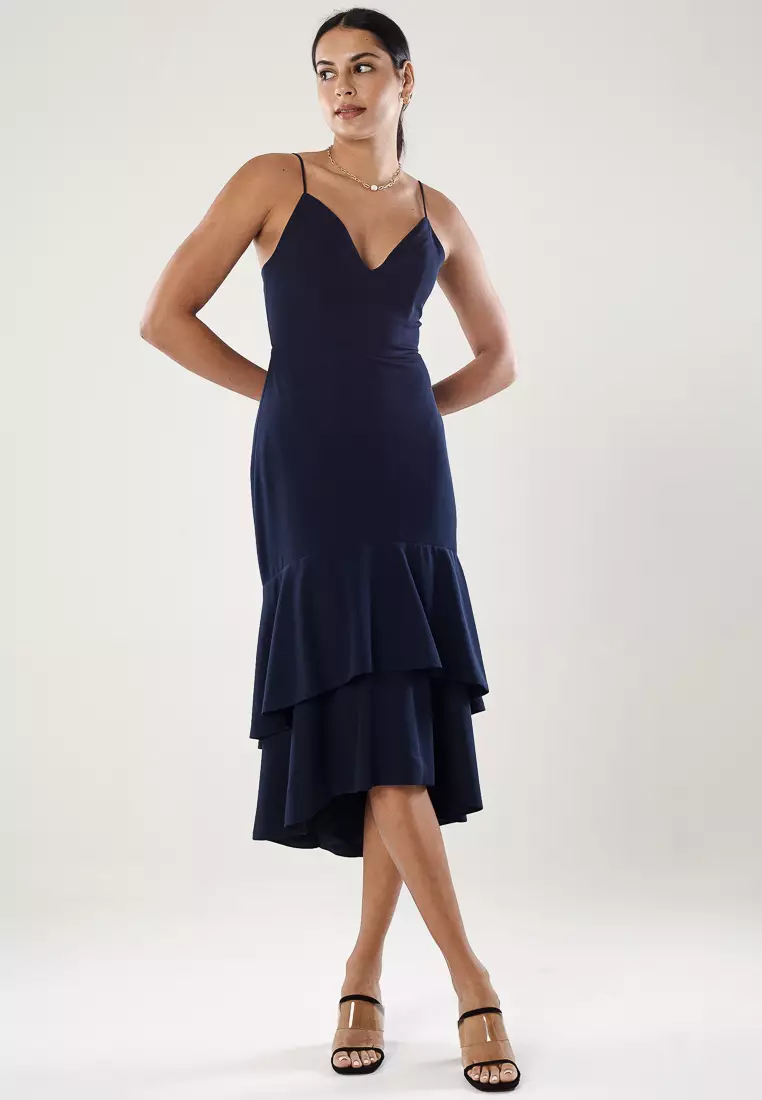 Navy strappy midi on sale dress