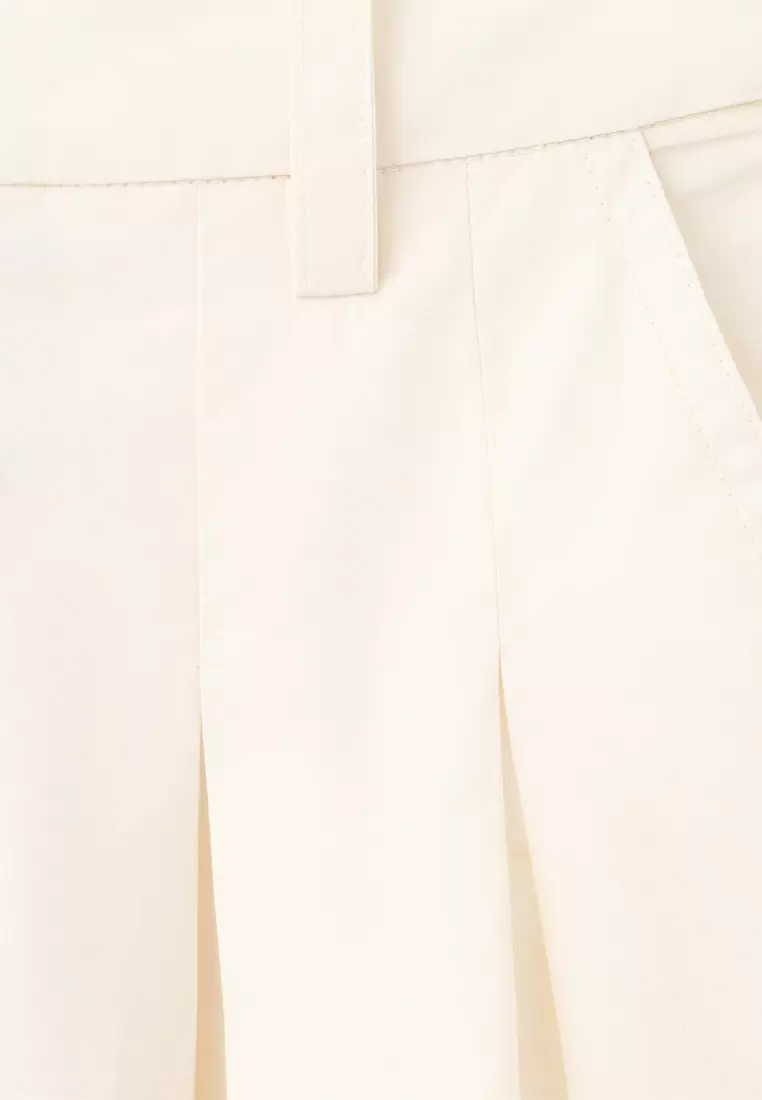 Wide Leg Cropped Trousers With Darts