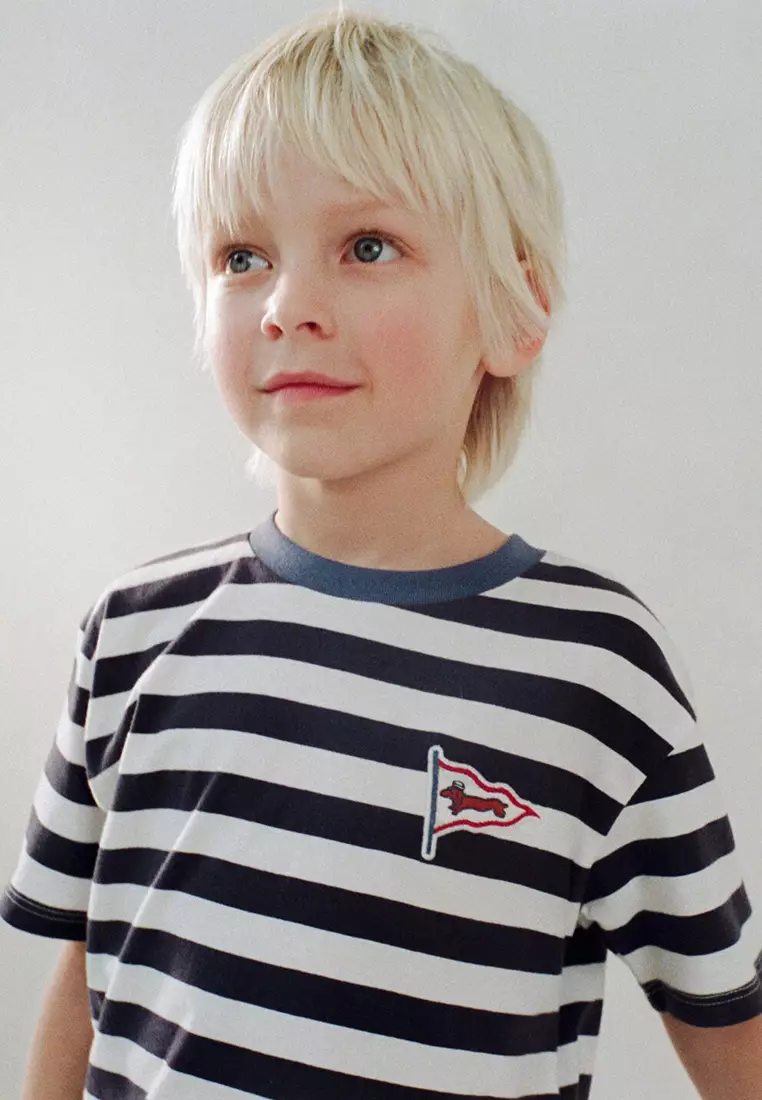 Embroidery Striped T-Shirt