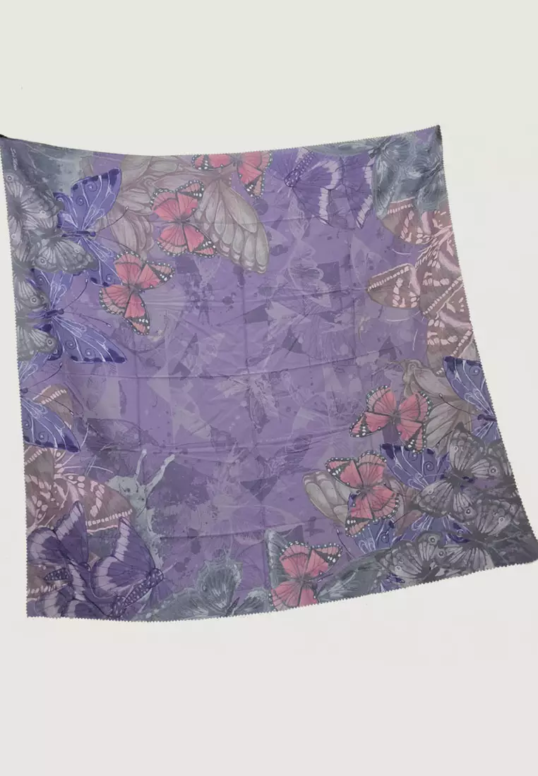 Hijab Segi Empat Wanita Premium Kupu-kupu Series Signature Square Voile Scarf Ultraviolet