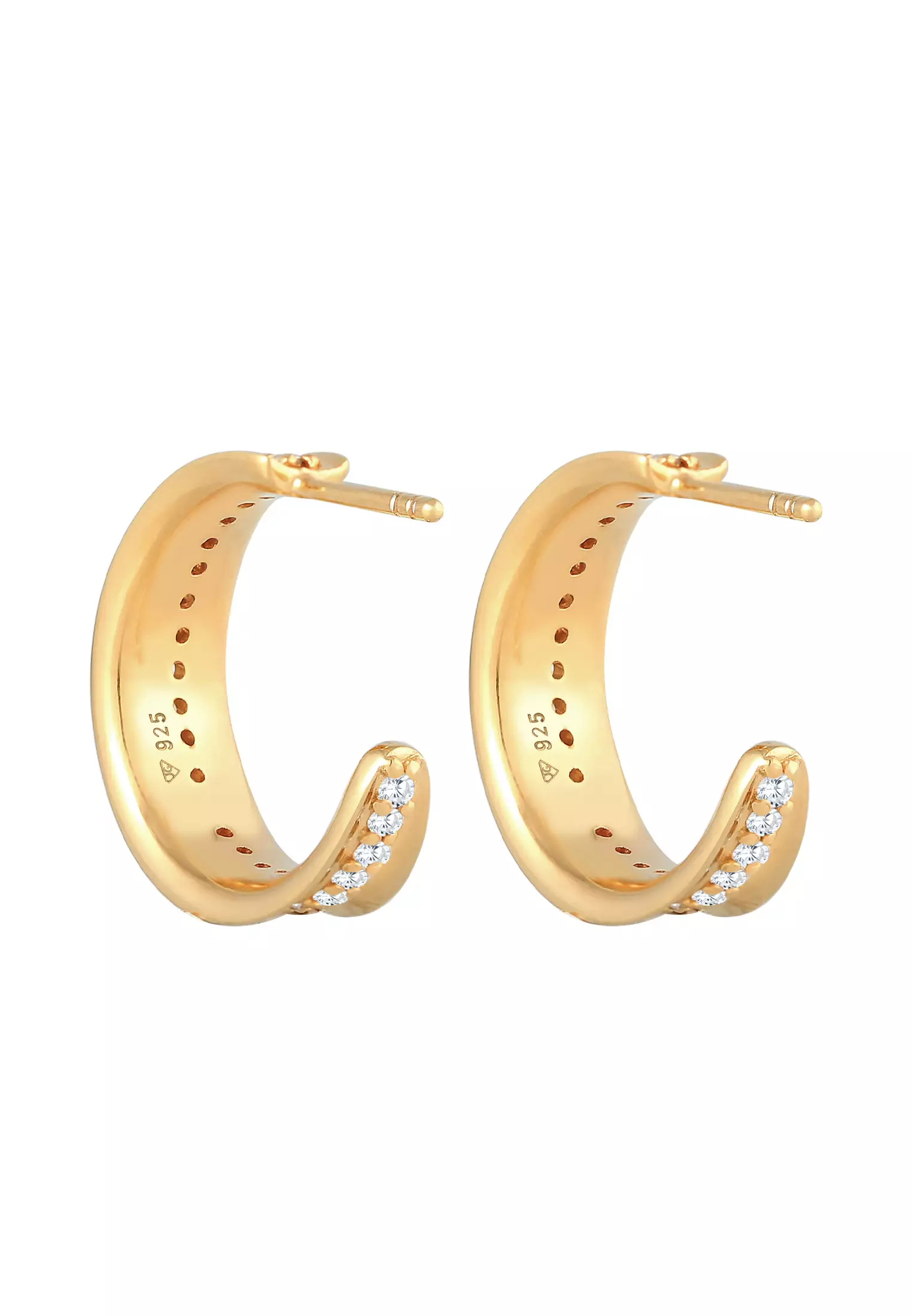 Earrings Creoles Elegant Sparkling Zirconia Crystalsss Gold Plated