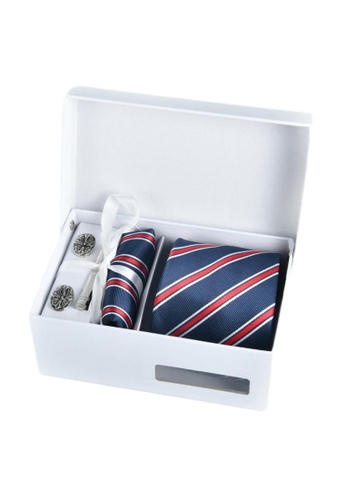 Kings Collection blue Blue Tie, Pocket Square, Cufflinks, Tie Clip 4 Pieces Gift Set (UPKCBT2066) 88210AC21E0131GS_1