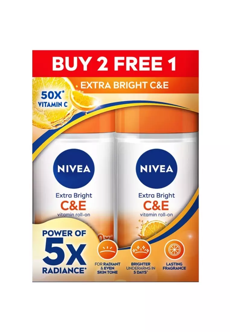 NIVEA Deodorant Female Extra Bright C&E Deodorant Roll On / Vitamin C / Brightning / 50ml/100ml/150ml