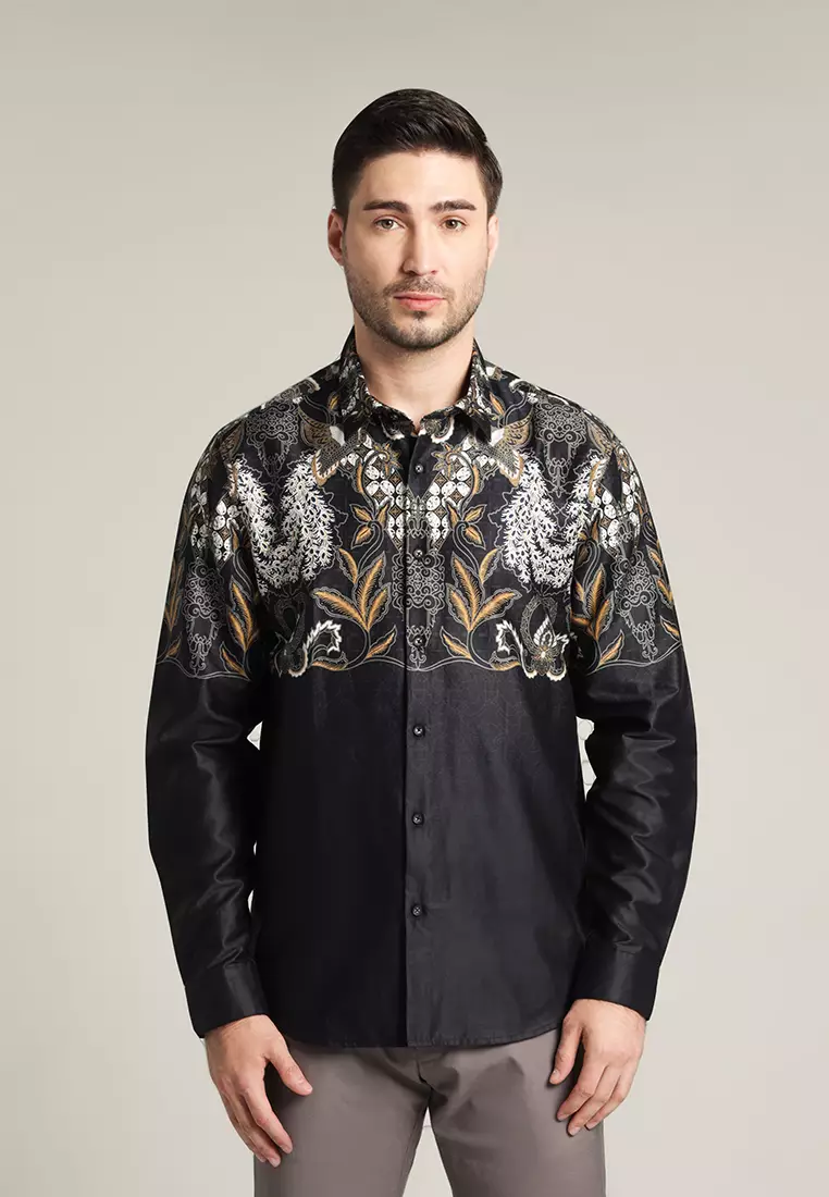 MOC - Kemeja Batik Pria Lengan Panjang Narendra - Black