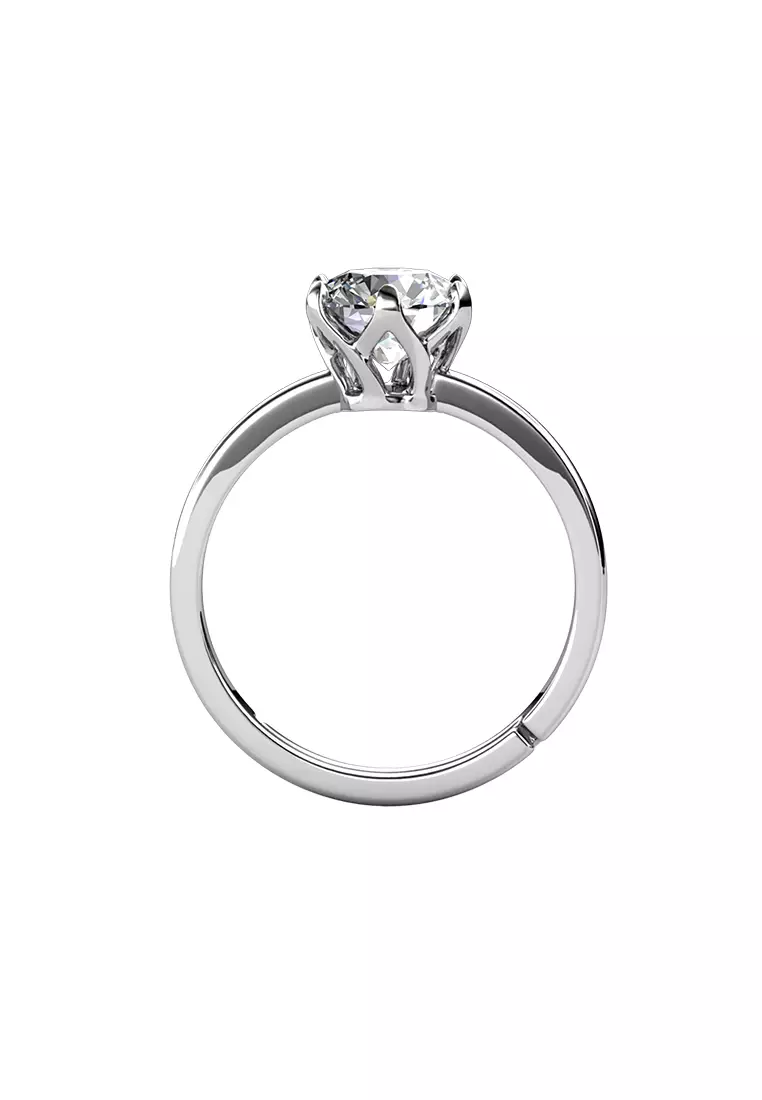 Berlian Moissanite Les Estelle Ring [GRA CERTIFICATE MOISSANITE DIAMOND] - Cincin 1ct Moissanite Diamond 925 Silver Celesta by Her Jewellery
