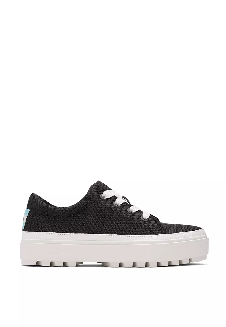 Discount on Toms  shoes - SKU: Sneakers Lace-Up Lug Women - Black Heavy Canvas