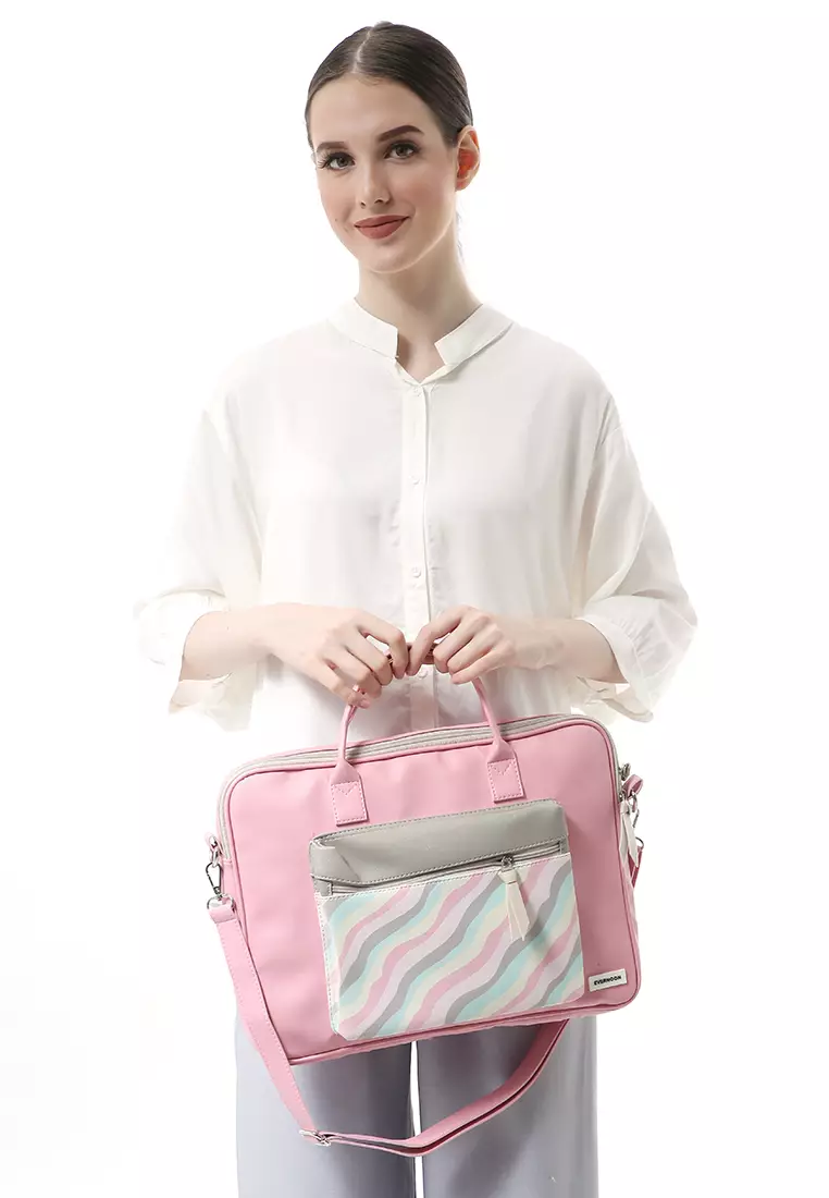Keysia Tas Laptop Selempang Front Pocket Desain Simple - New Pink