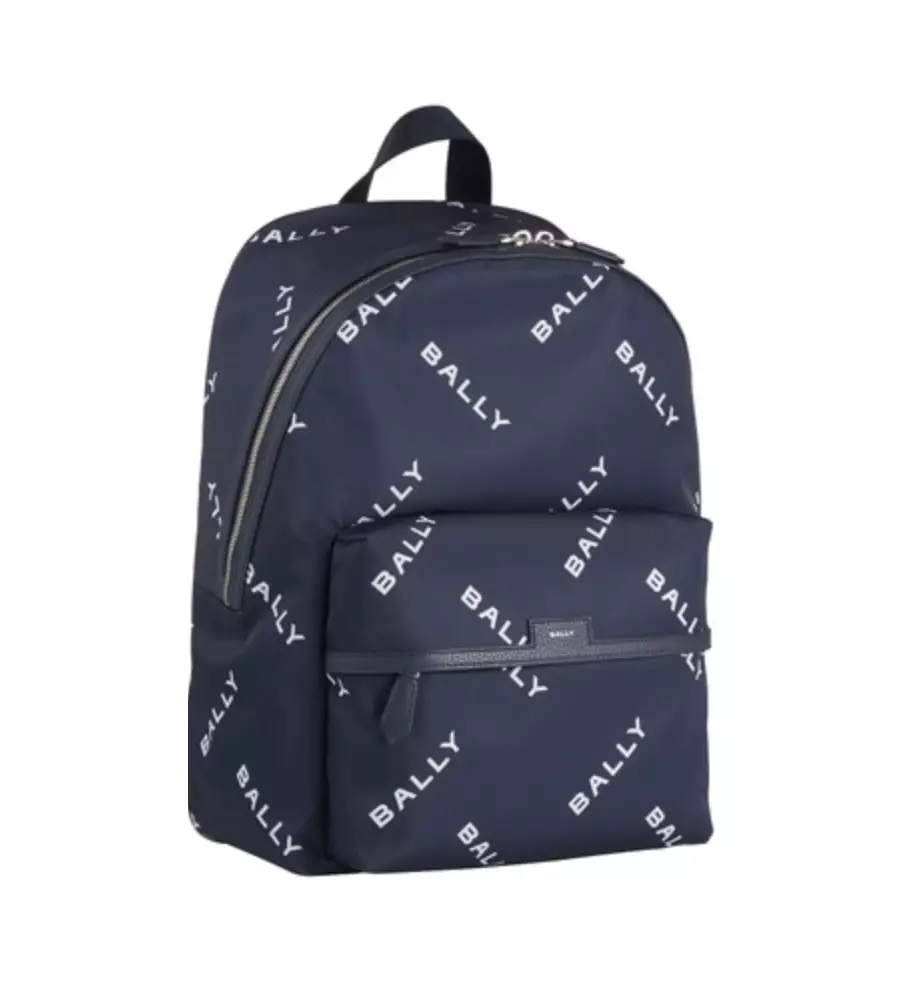 Bally Code Backpack Blue White + Pal Nylon Logo Chevron