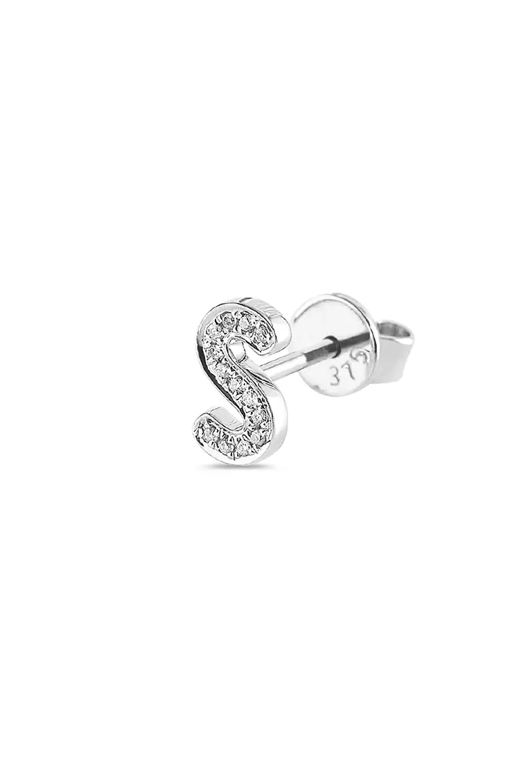 White gold discount letter earrings