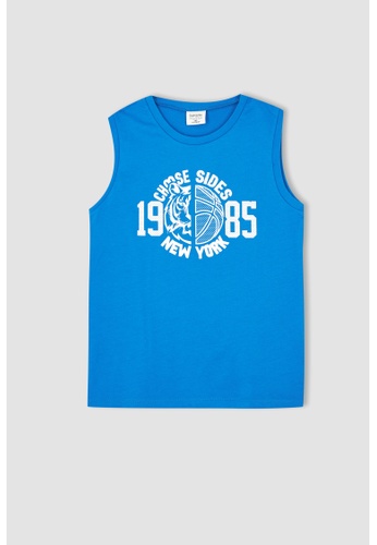 DeFacto blue Sleeveless Cotton T-Shirt B8CA8KA3BA157EGS_1
