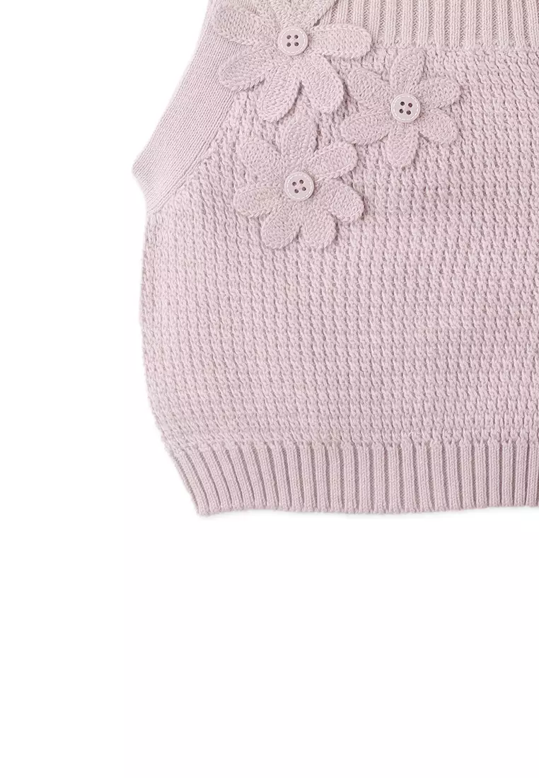 Baby Nicole Knitted Tank Top With Crochet Flower Applique