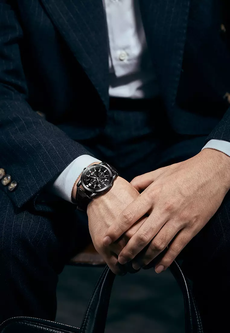 Jam Tangan Pria 7004 Original Anti Air Kuarsa Tali Kulit Jam Tangan Cowok black