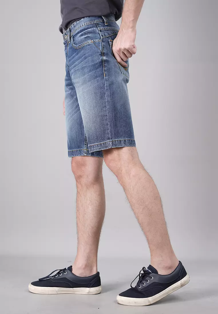 LGS Celana Pendek Jeans Pria Washed Biru Slim Fit JSS.499.P079.A659.C