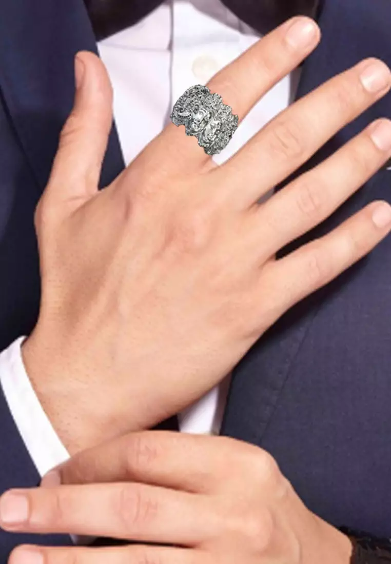 Rama Shinta Faces Ring cincin Pria Silver Sz20