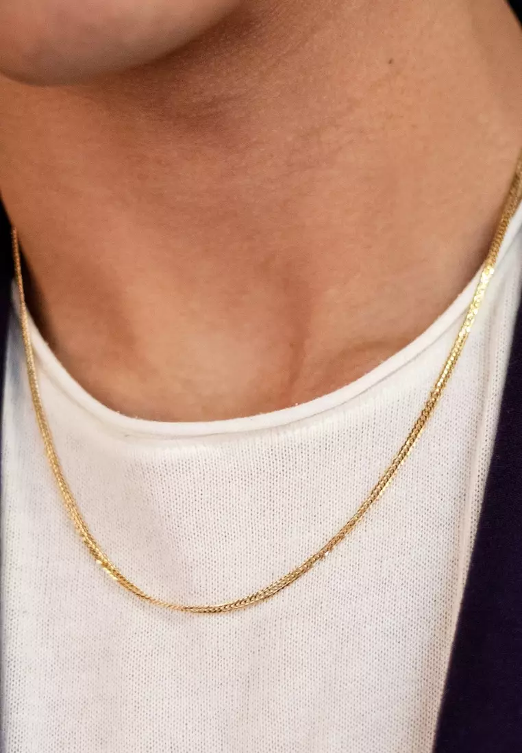Flat Curb Chain Necklace 18k Gold - 18 inches