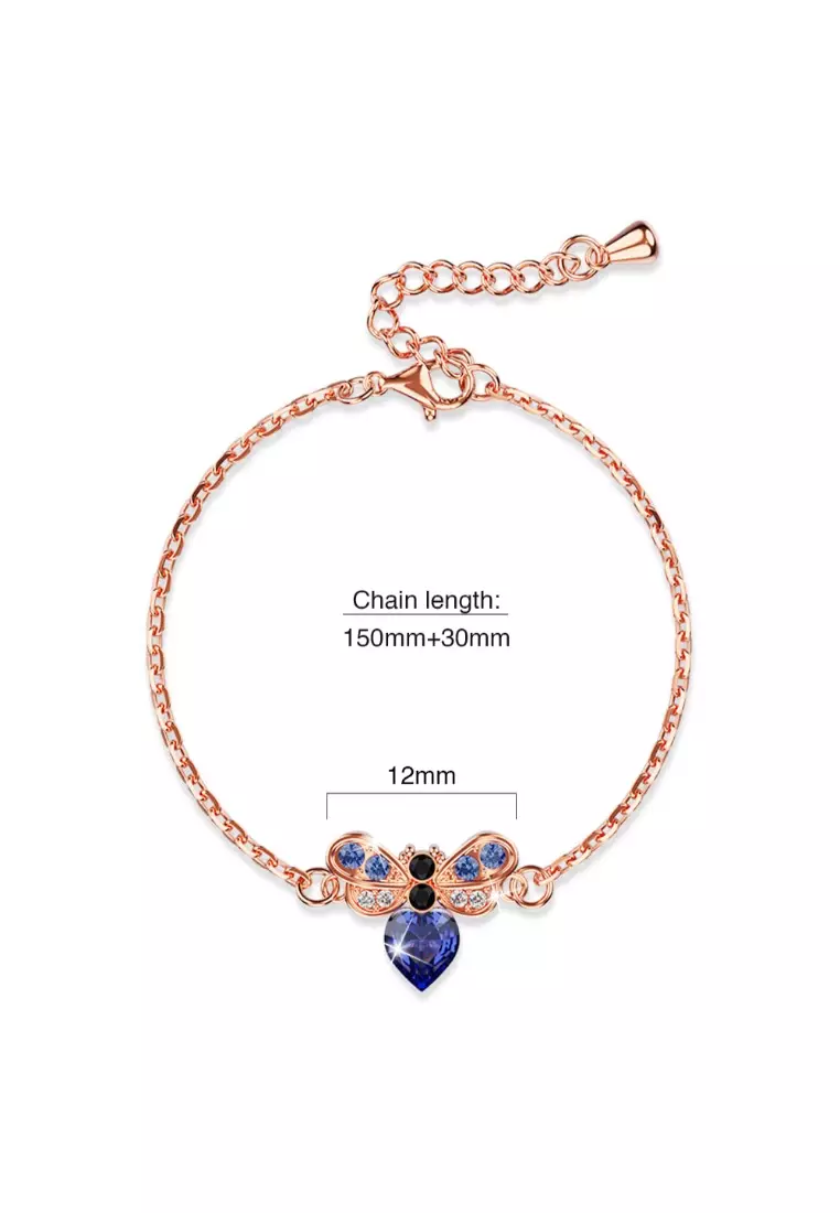 KRYSTAL COUTURE BeeCarra Bracelet Embellished with SWAROVSKI® crystals-Rose Gold/Blue