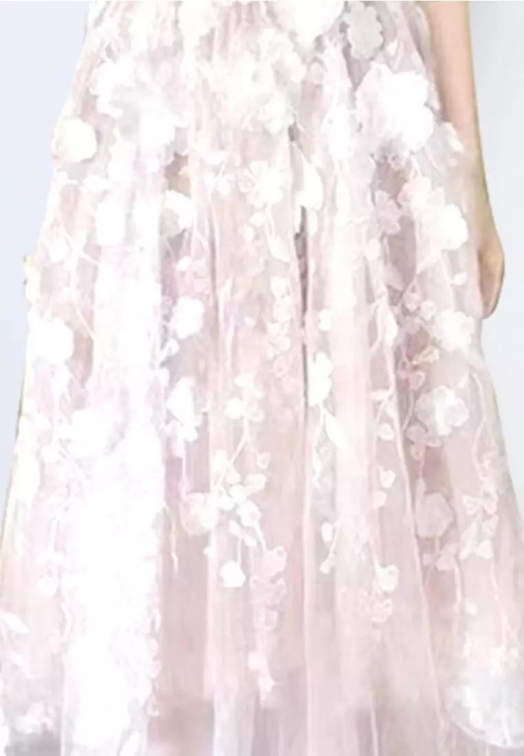 新品花朵公主刺繡抹胸連衣裙CA26022412W