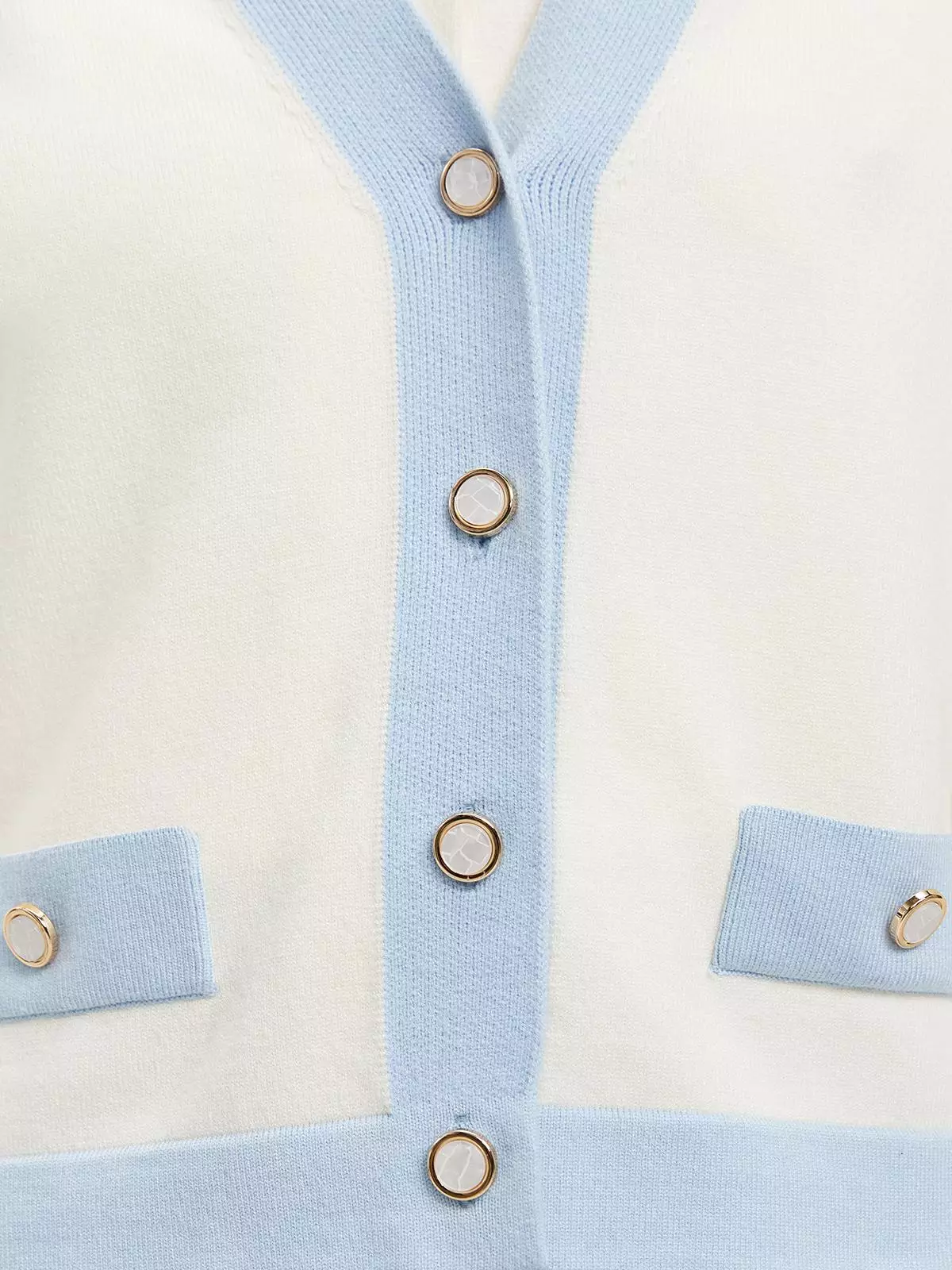 Contrast Trim Cardigan - White