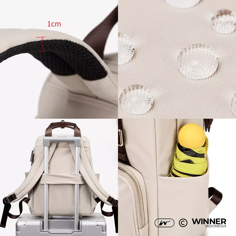 WINNER Tas Ransel Laptop 15,6 inch Oxford Anti-Air Backpack Korean Style (T14-018-6130) - Warna Khaki 15,6 inch