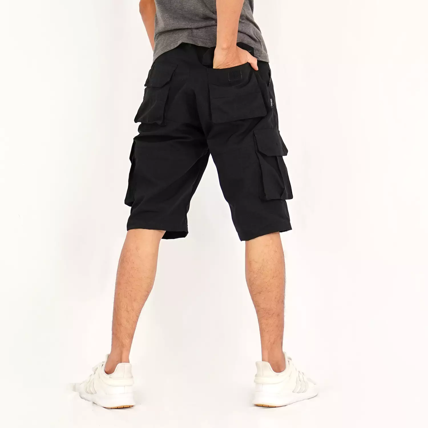 Charles Celana Pendek Cargo Pria Celana Cargo Pendek Santai Pria Cargo Shortpants - HITAM