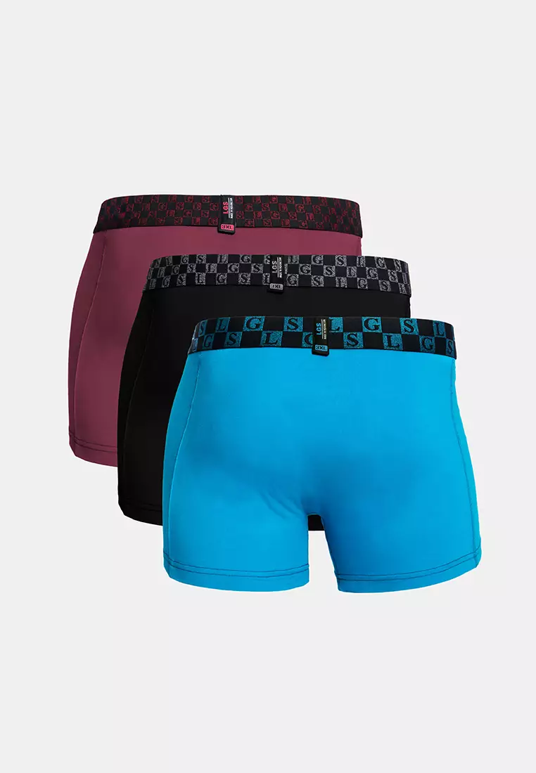 LGS Underwear - Boxer - Paket 3 - Biru Hitam Merah - Size Besar - LEBX.002.677.3.7C
